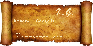 Kemendy Gergely névjegykártya